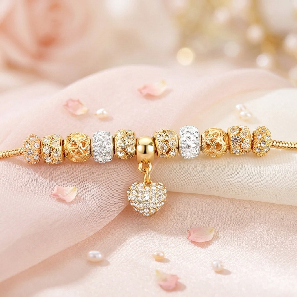 Sparkling Heart Charm Bracelet