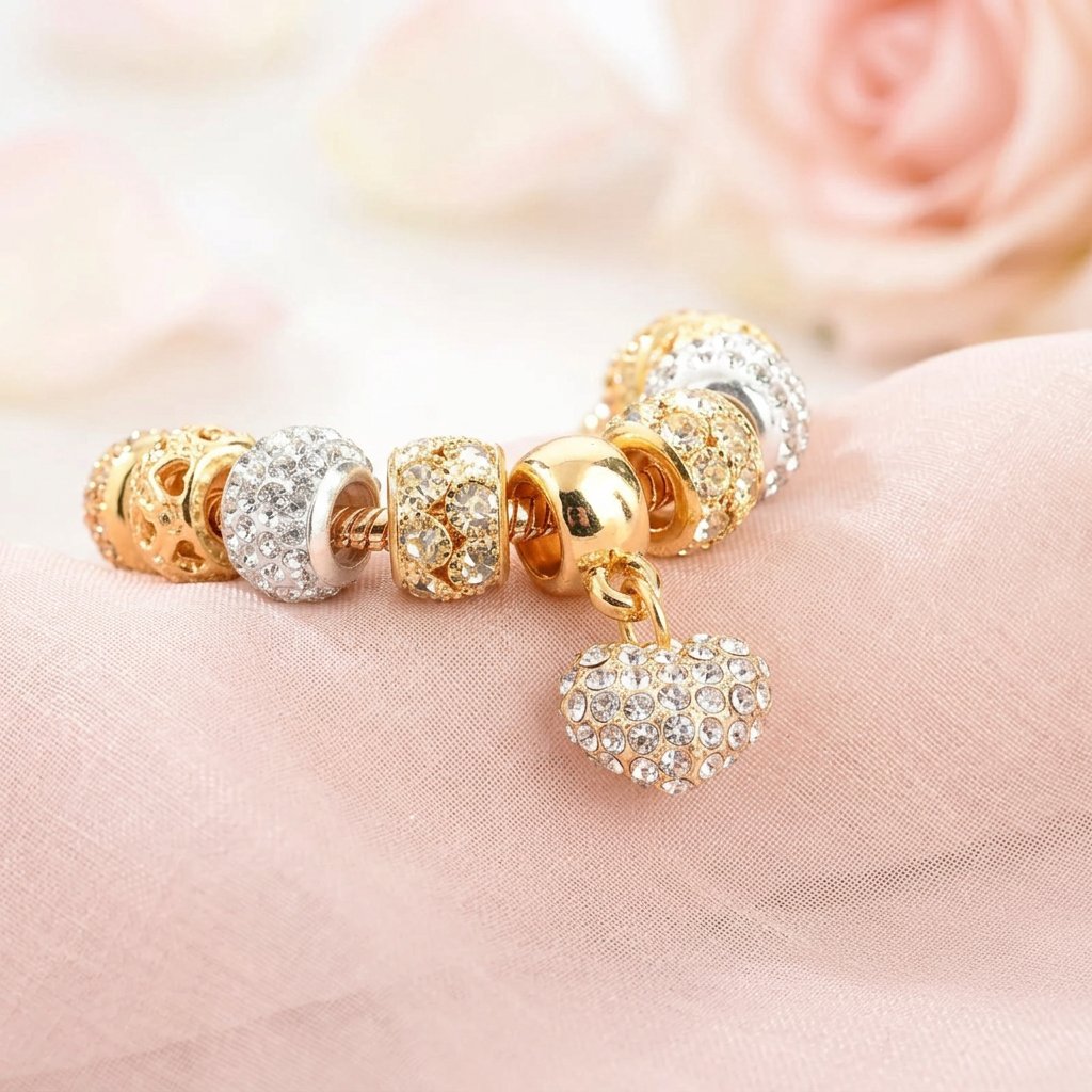 Sparkling Heart Charm Bracelet