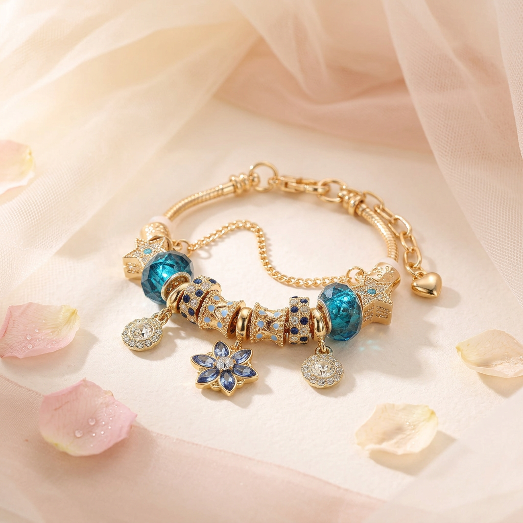 Celestial Ocean Blossom Charm Bracelet