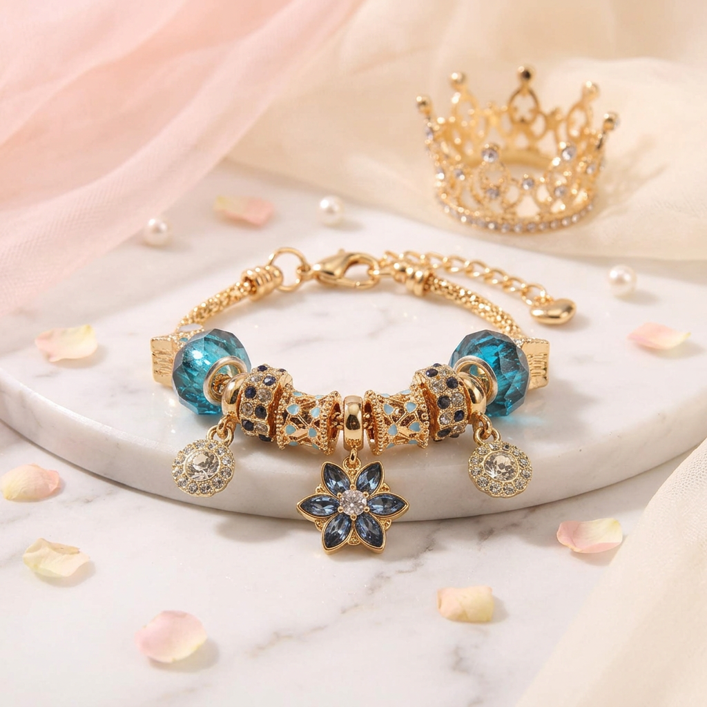 Celestial Ocean Blossom Charm Bracelet