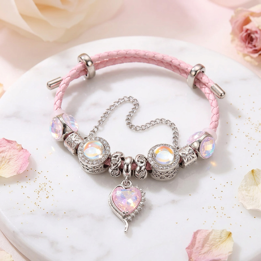 Dreamy Iridescent Heart Charm Bracelet