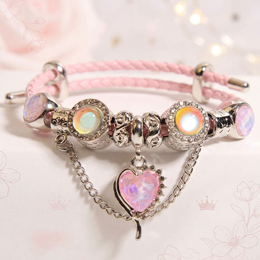 Dreamy Iridescent Heart Charm Bracelet