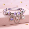 Enchanted Lavender Butterfly & Padlock Charm Bracelet