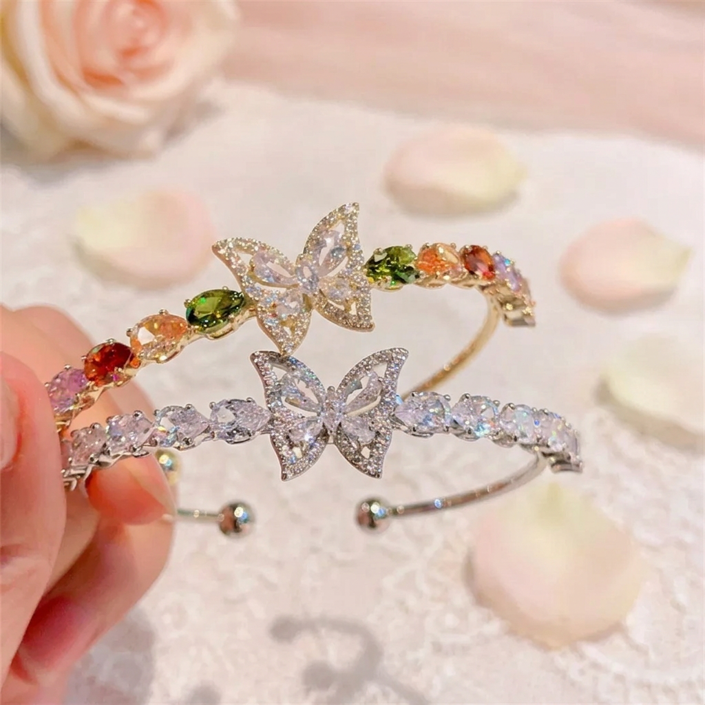 Dazzling Marquise Butterfly Open Bangle
