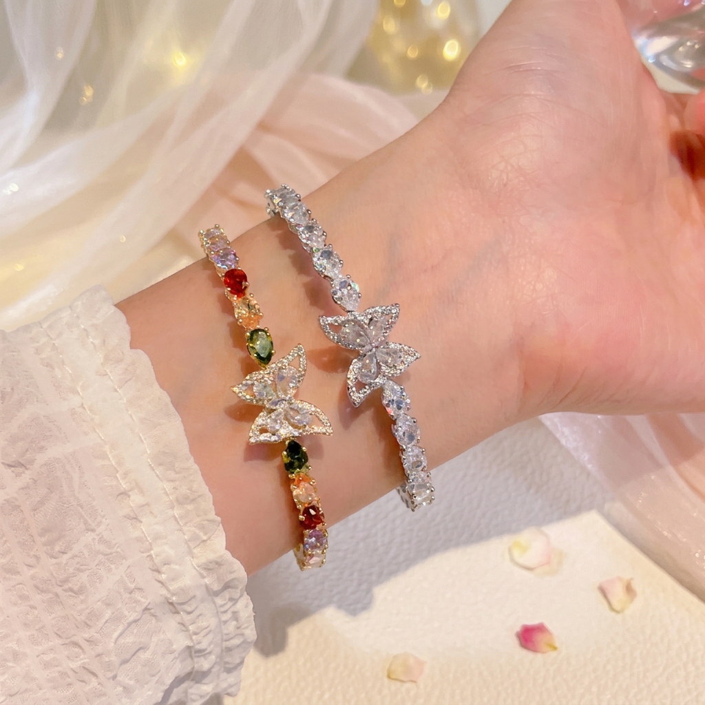 Dazzling Marquise Butterfly Open Bangle