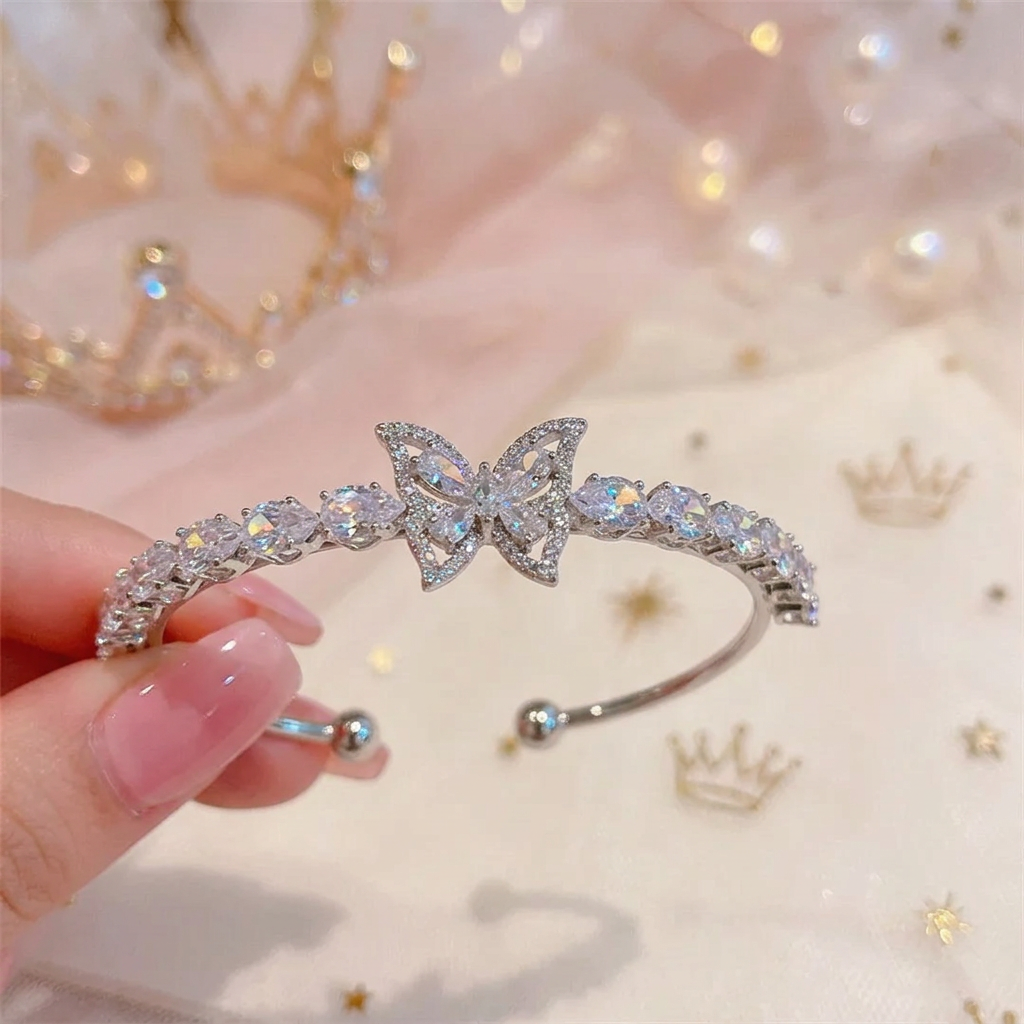 Dazzling Marquise Butterfly Open Bangle