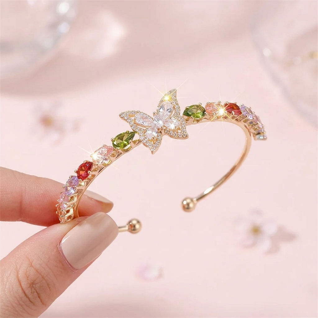 Dazzling Marquise Butterfly Open Bangle