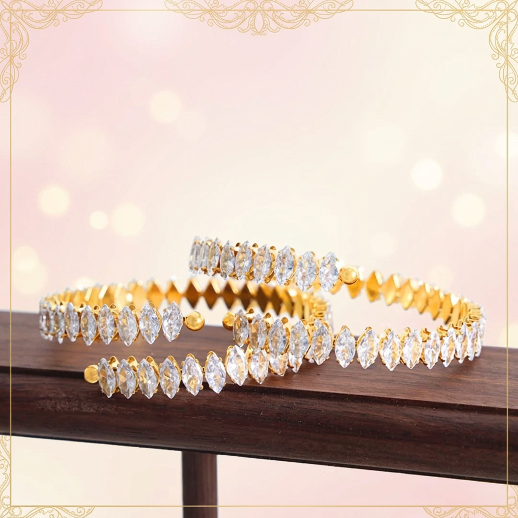 Marquise Cluster Open Cuff Bangle