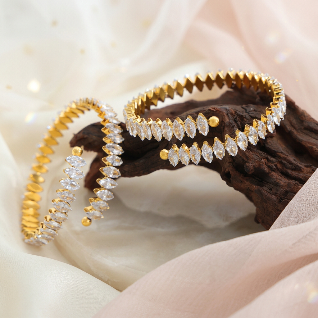 Marquise Cluster Open Cuff Bangle