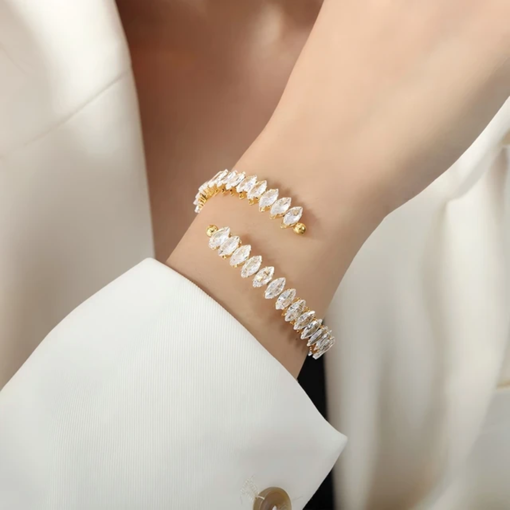 Marquise Cluster Open Cuff Bangle