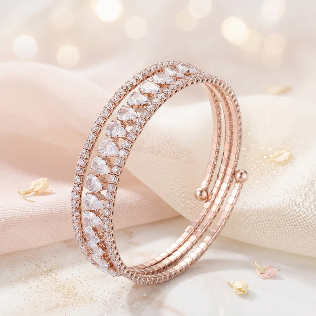 Luxury Pear-Cut Triple Row Wrap Bangle