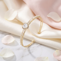 Luxury Crystal Heart Open Cuff Bangle