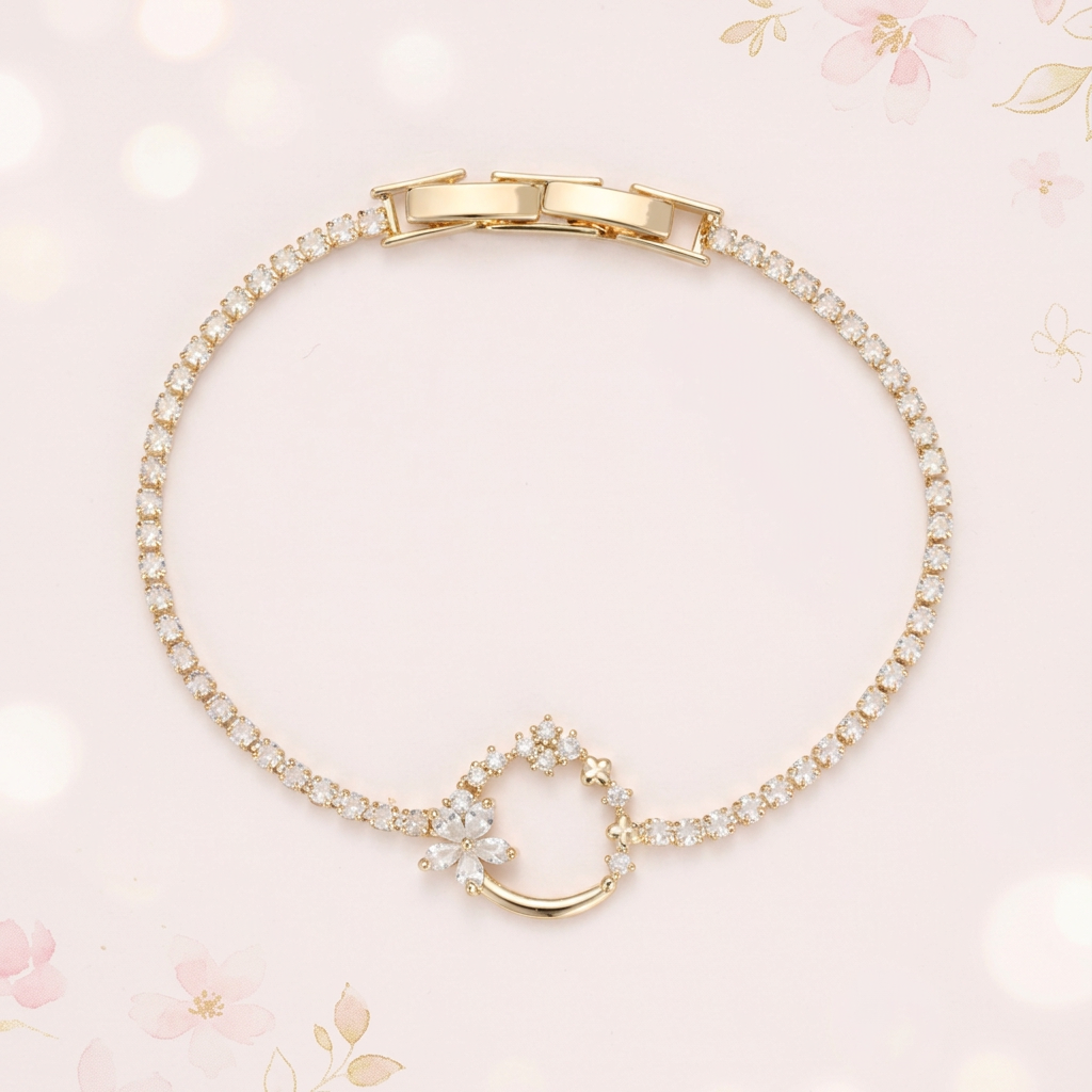 Elegant Floral Garland Tennis Bracelet