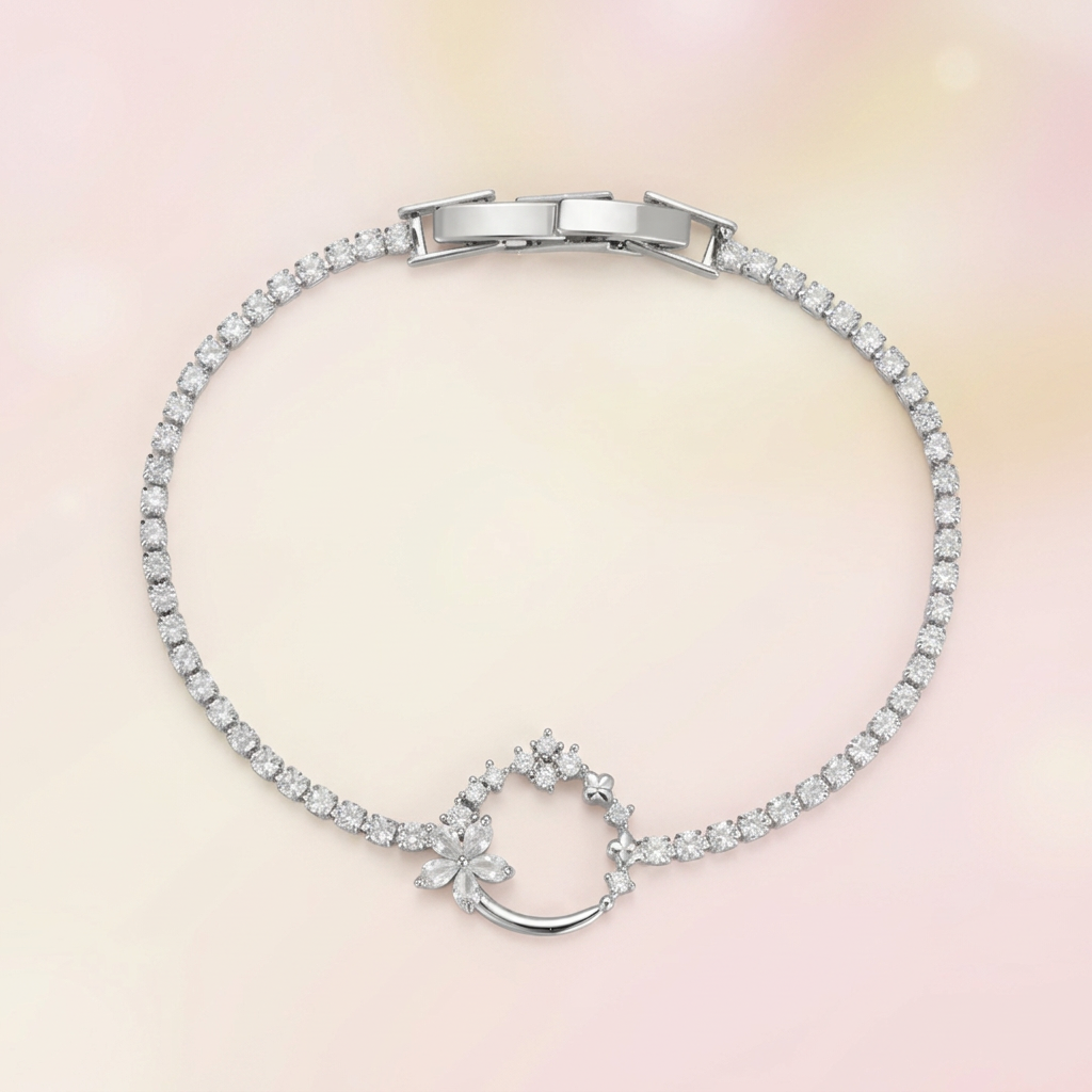 Elegant Floral Garland Tennis Bracelet