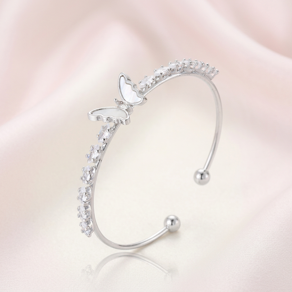Mother of Pearl Butterfly Open Cuff Bangle