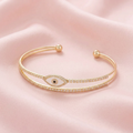 Layered Evil Eye Cuff Bangle