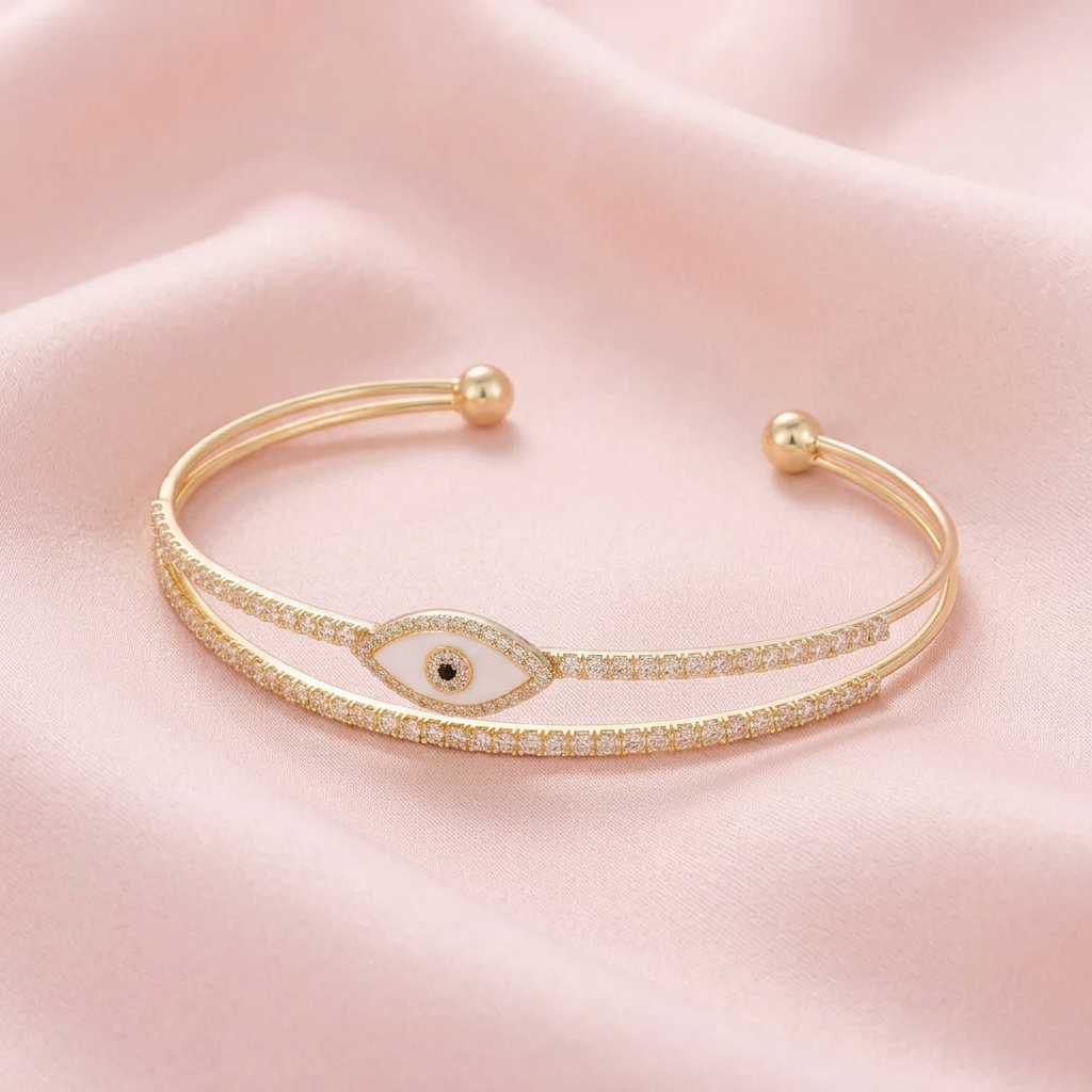 Layered Evil Eye Cuff Bangle