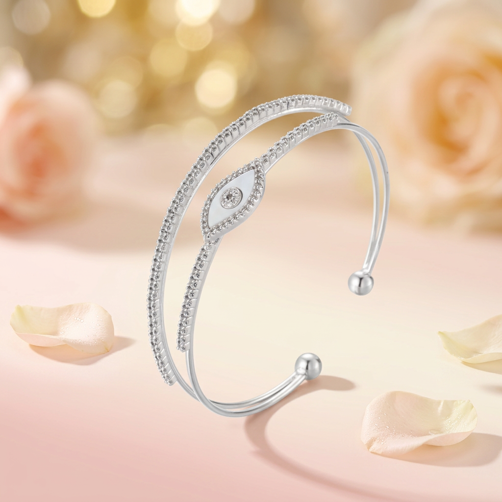 Layered Evil Eye Cuff Bangle