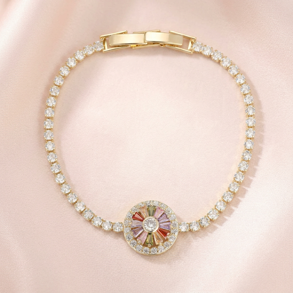 Sunburst Medallion Tennis Bracelet