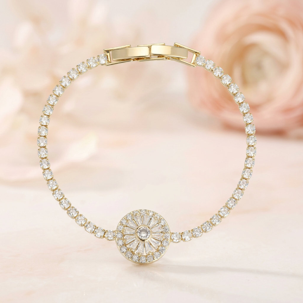 Sunburst Medallion Tennis Bracelet