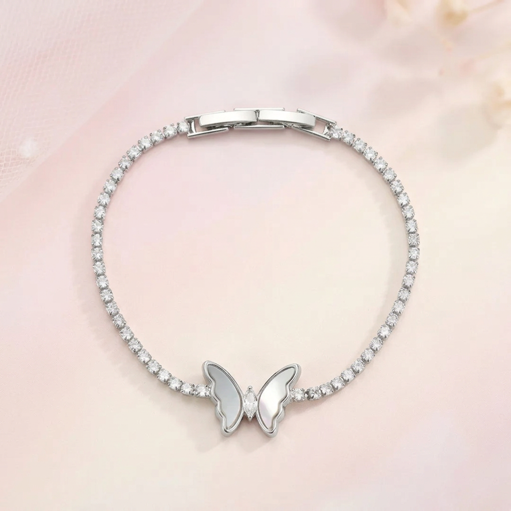Pearl Butterfly Tennis Bracelet