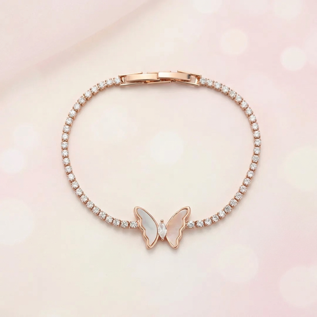 Pearl Butterfly Tennis Bracelet