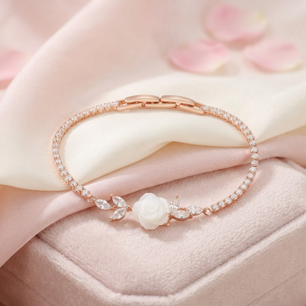 Mother of Pearl Rose Tennis Bracelet