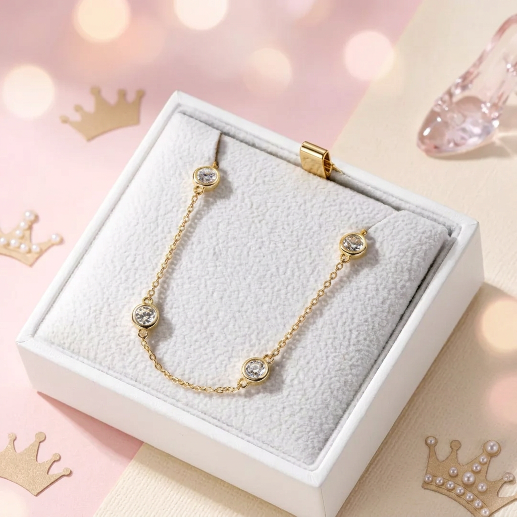 Sparkling Moissanite Bezel Station Chain Bracelet – 925 Sterling Silver Dainty Adjustable Heart Charm Wristlet