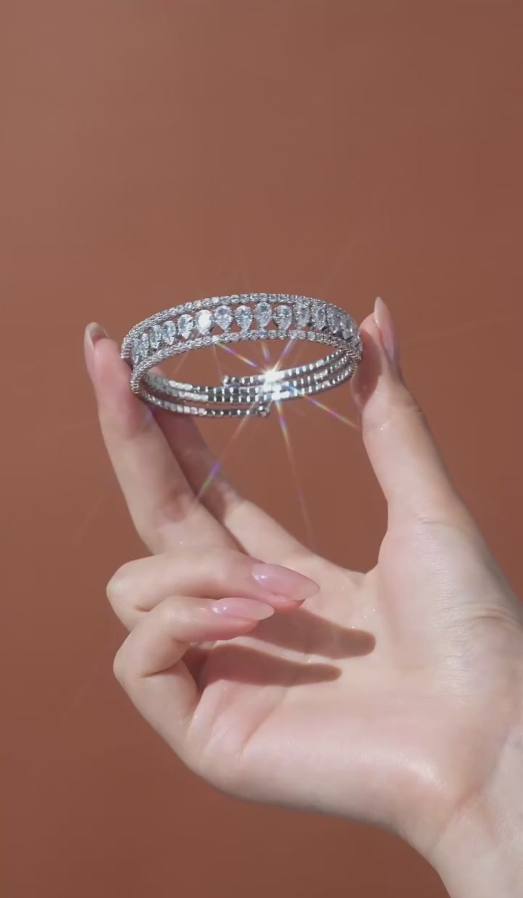 Luxury Pear-Cut Triple Row Wrap Bangle