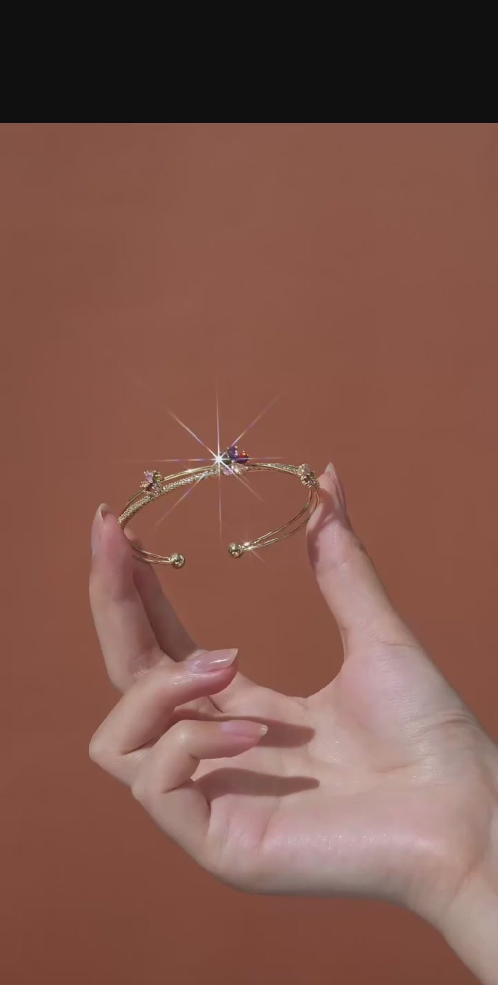 Layered Blossom Open Cuff Bangle