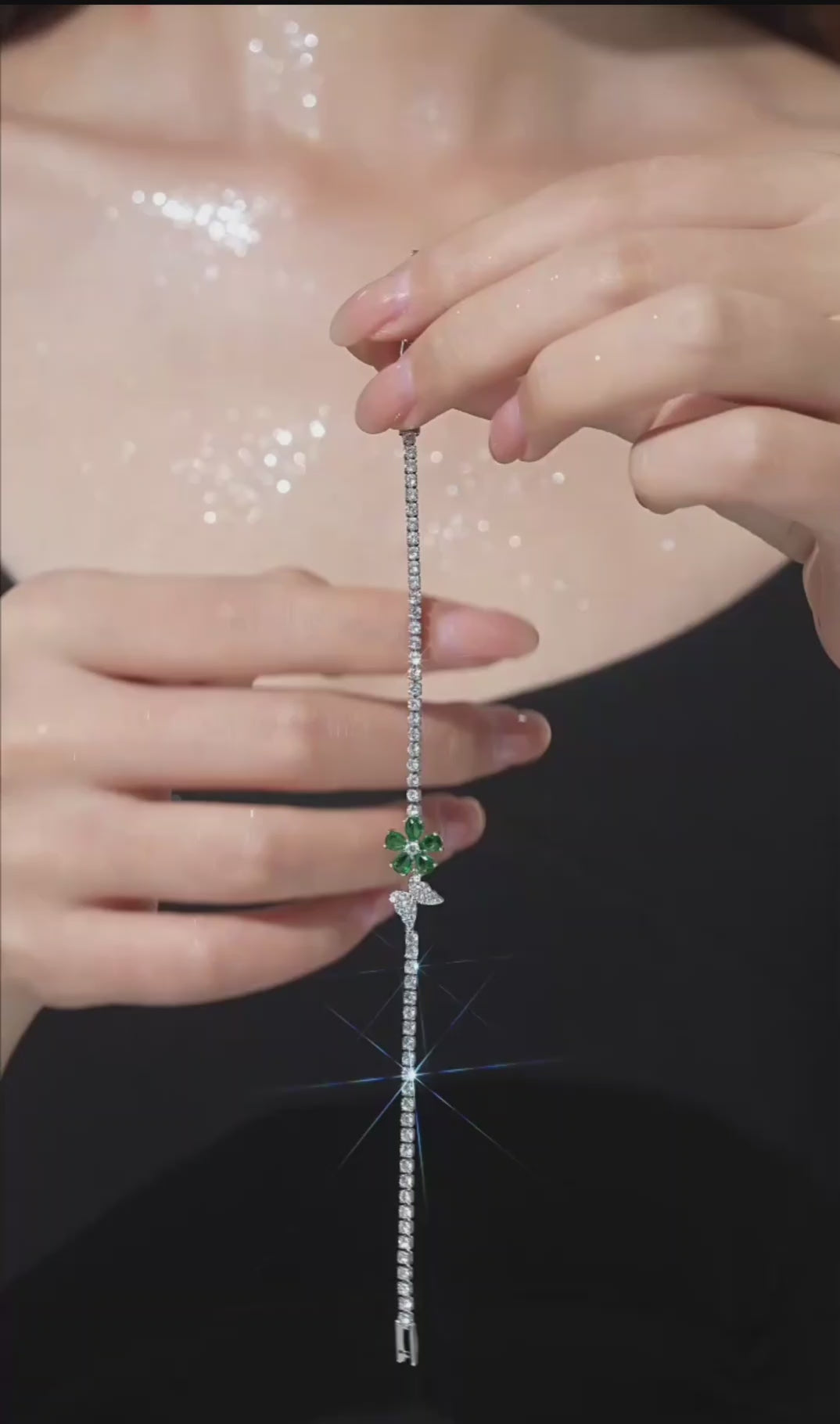 Mariposa Crystal Tennis Bracelet with Blossom Charm