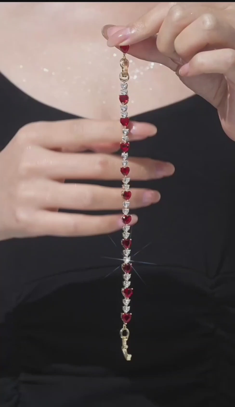 Faceted Heart Tennis Bracelet