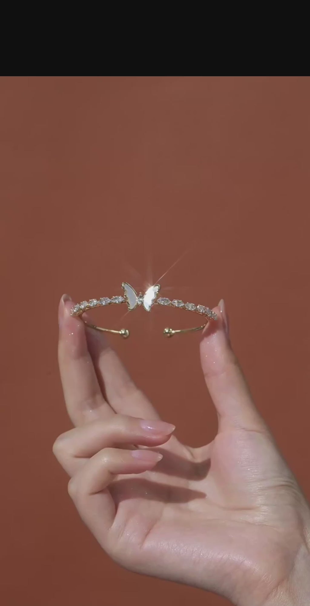 Mother of Pearl Butterfly Open Cuff Bangle